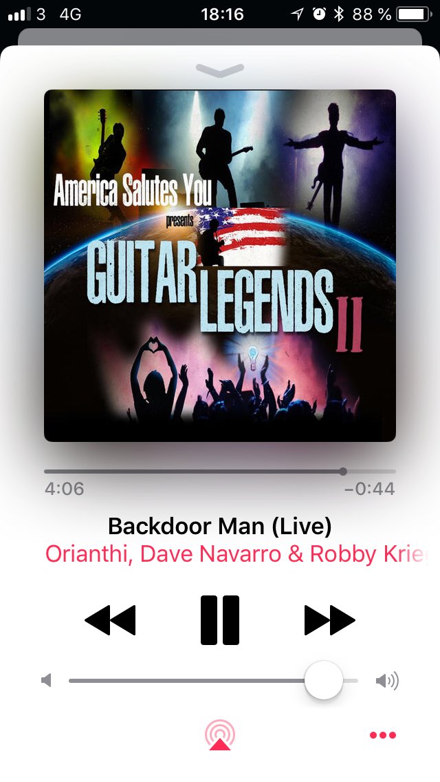 #NowPlaying 🎧 on #repeat #backdoorman #live #americasalutesyou #presents #guitarlegends ft @orianthi & @DaveNavarro & @OfficialKrieger 🎶🎸🎸🎸🔥🖤🖤🖤🙌🏻 @applemusic #itunes🎧