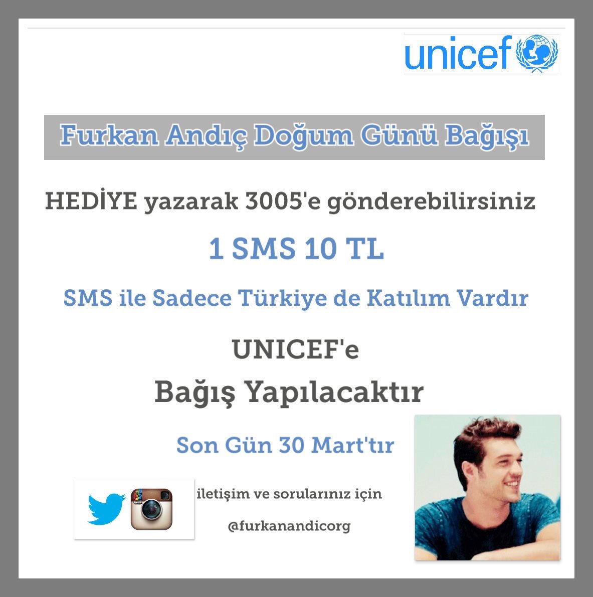 1 SMS ile yardıma ve korumaya muhtaç çocuklara sizde umut olabilirsiniz.. 👦👧👶👼 #furkanandıç #UNICEF
#hercocukiçin #elverhayatatutunsun