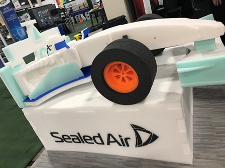 SealedAirBrand's tweet photo. Hey @FoamExpo attendees! Race over to booth 1412 to learn about our latest packaging solutions (and see this cool car). https://t.co/dlQjw5O2HS