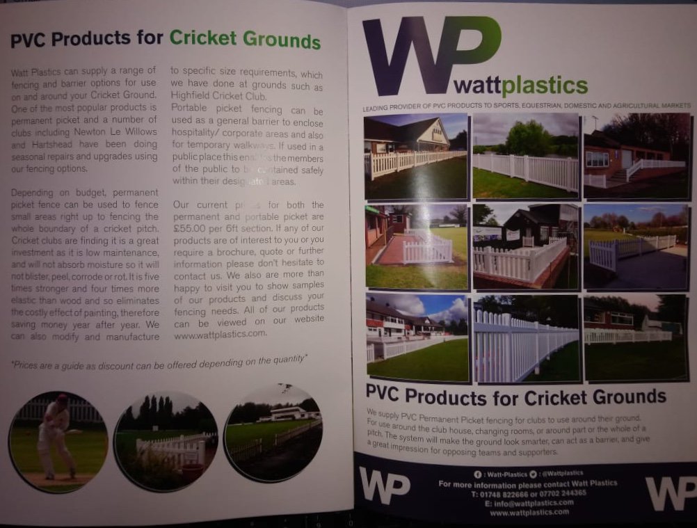 Wattplastics's tweet photo. Check out our advert in @CricketClubMag showcasing our PVC fencing products for Cricket clubs #cricket #cricketworldcup #pvcfencing #picketfencing https://t.co/vnCBkP1kjU