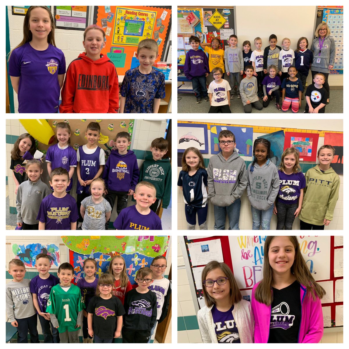 Today was “Favorite School Shirt” day at Center Elementary for Post-Secondary Career Week.  Students showed their school spirit by wearing their favorite college/university or Plum shirts. @JKPlum1 #collegeandcareerready