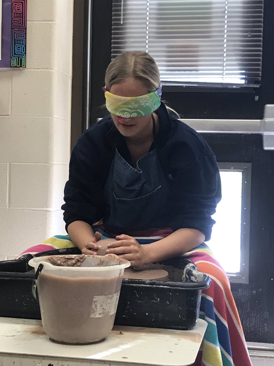 Fun day in ceramics 3... Throwing blindfolded! #CBSouthHS #cbsdart