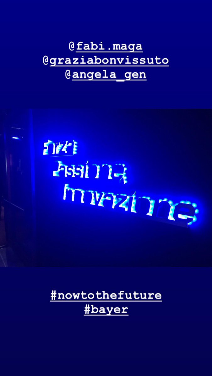 TeriSavino's tweet photo. Forza, Passione, Innovazione insieme per #Nowtothefuture @BayerItalia https://t.co/DfAAotTDIZ