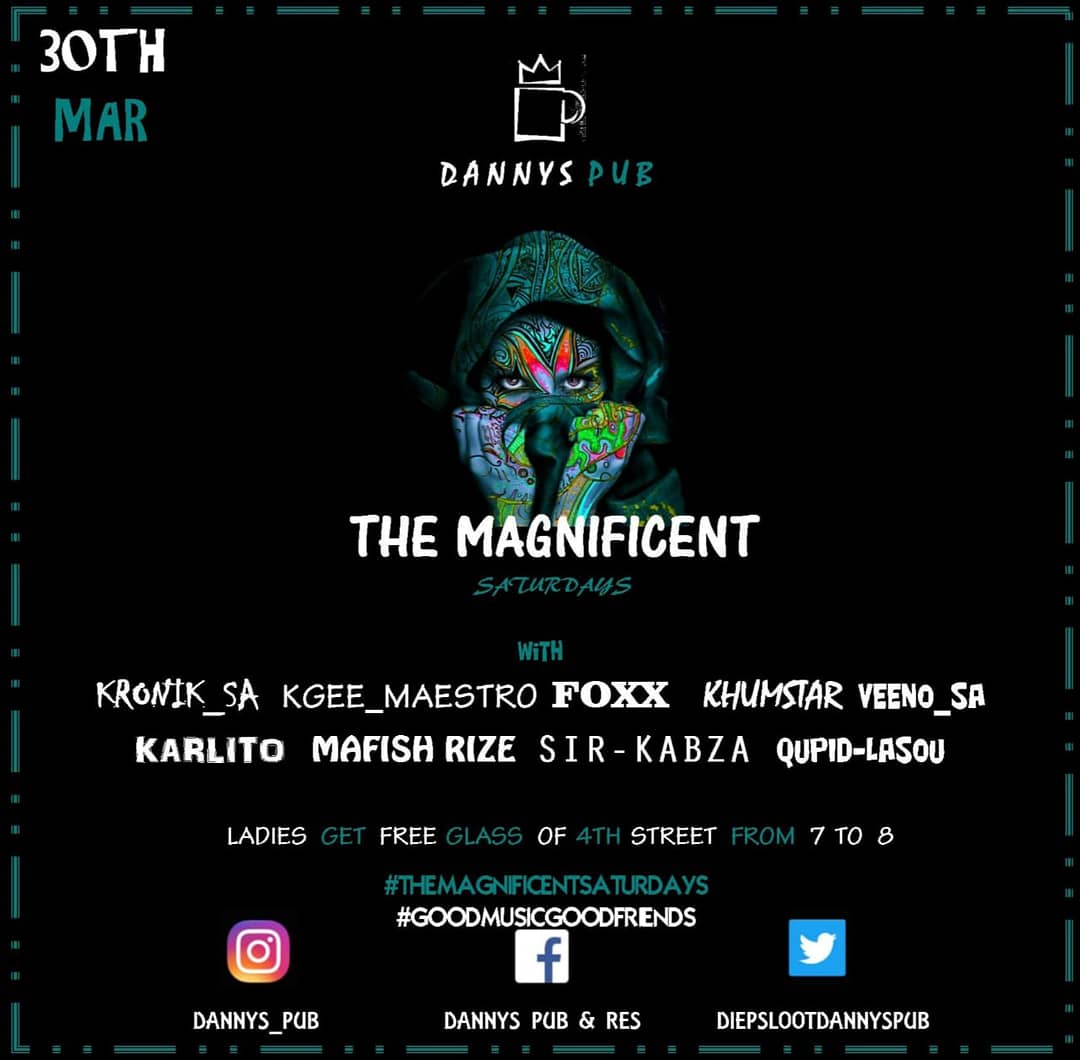 TheHouseOfPain8's tweet photo. Catch out @KroniksaThato π₯πΊπ₯π₯at Dannys Pub for The Magnificent on 30th of March 2019
#thehouseofpainsa
#THEMAGNIFICENTSATURDAYS
#GOODMUSICGOODFRIENDS
#kroniksa https://t.co/IuWDUQMnUi