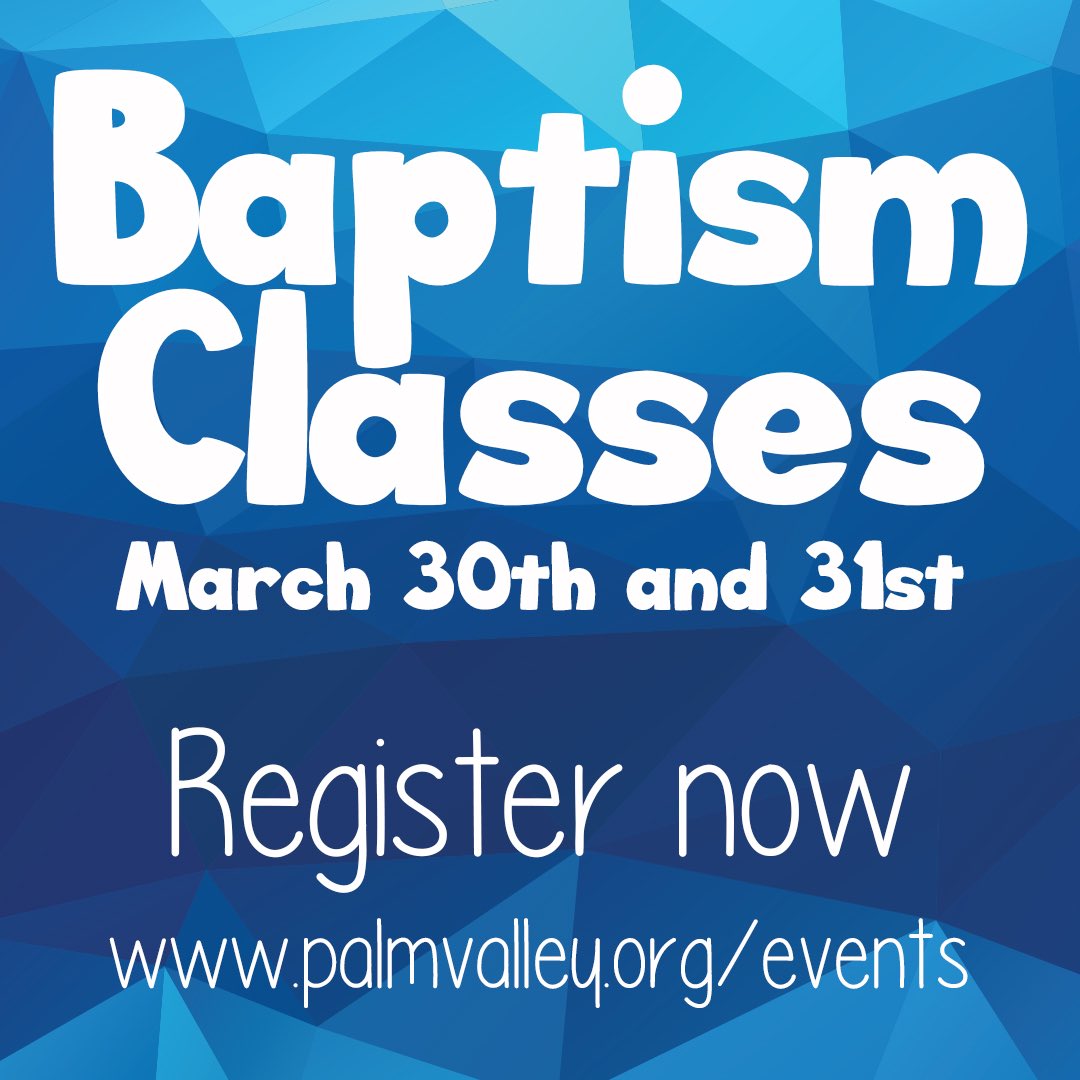 PVC678's tweet image. Baptisms are coming up soon! If you’ve accepted Christ into your heart, then this is your next step. If you’re interested in going you NEED to register online: palmvalley.org/events 
We look forward to seeing you!
