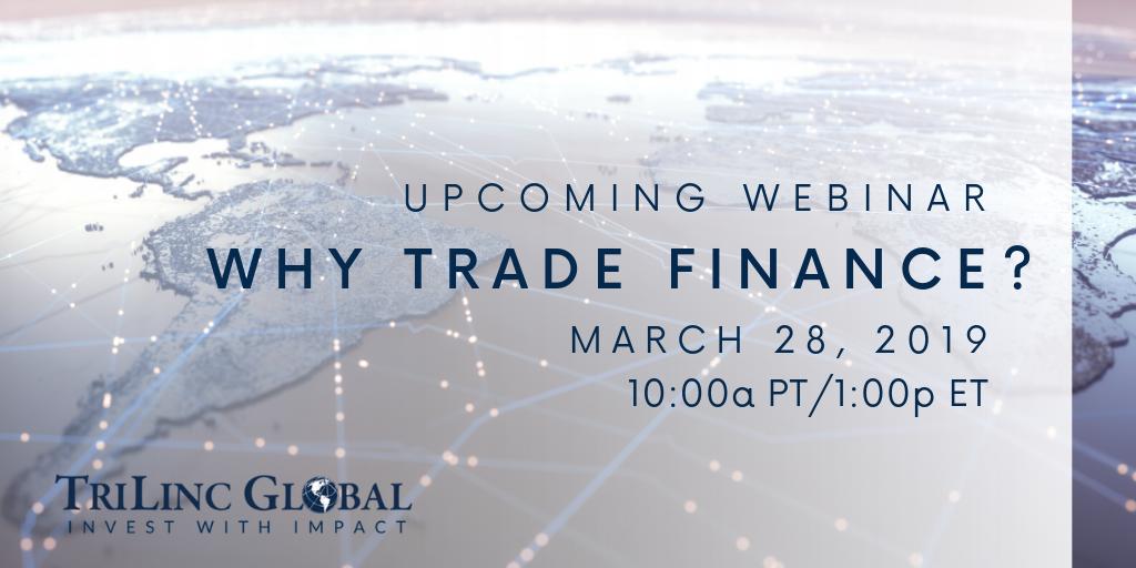 This Thursday at 10am PT/1pm ET, join <a href="/TriLinc/">TriLinc Global, LLC</a> Founder and CEO Gloria Nelund with CIO Paul R. Sanford for a webinar: Why Trade Finance?

Register now: trilincglobal.com/why-trade-fina…

#webinar #tradefinance #impinv #privatedebt #alternatives <a href="/Gnelund/">Gloria Nelund</a> <a href="/PaulRSanford/">Paul Sanford</a>