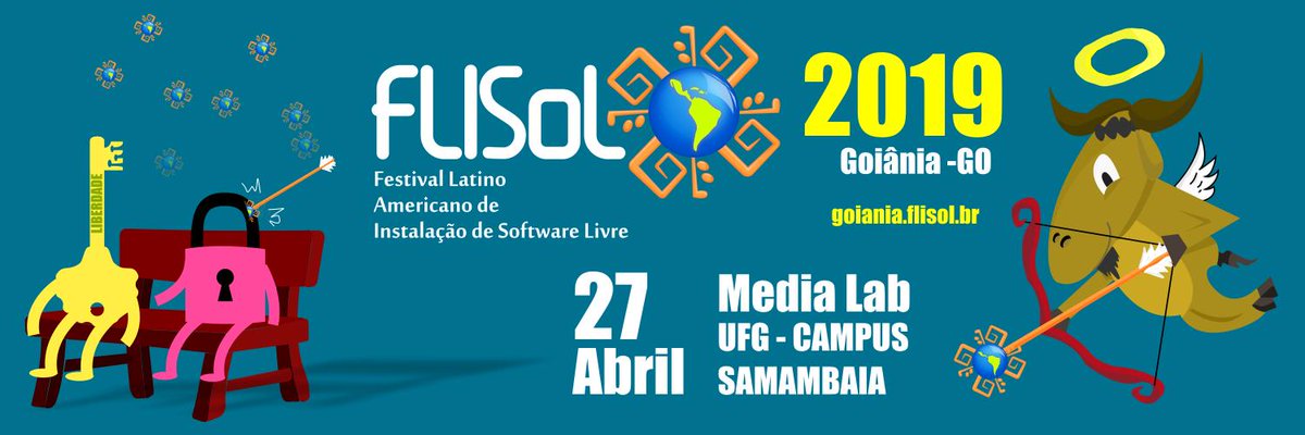 Vem aí... Flisol em Goiânia, dia 27 de abril no MediaLab UFG. Inscreva sua palestra ou oficina no link sys.mat.ufg.br/sivent2/Sivent…