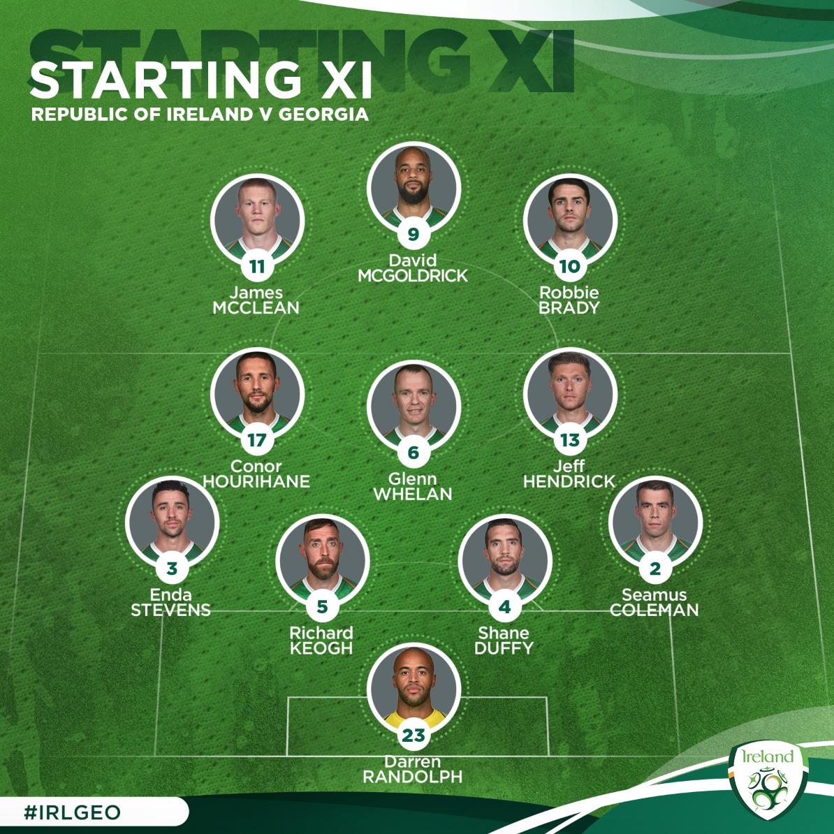 IrelandFootball's tweet photo. Glenn Whelan and Robbie Brady come into the Ireland team, in place of Sean Maguire and Matt Doherty for tonight's game

#IRLGEO #COYBIG #EURO2020 https://t.co/AgaY2uw6bQ