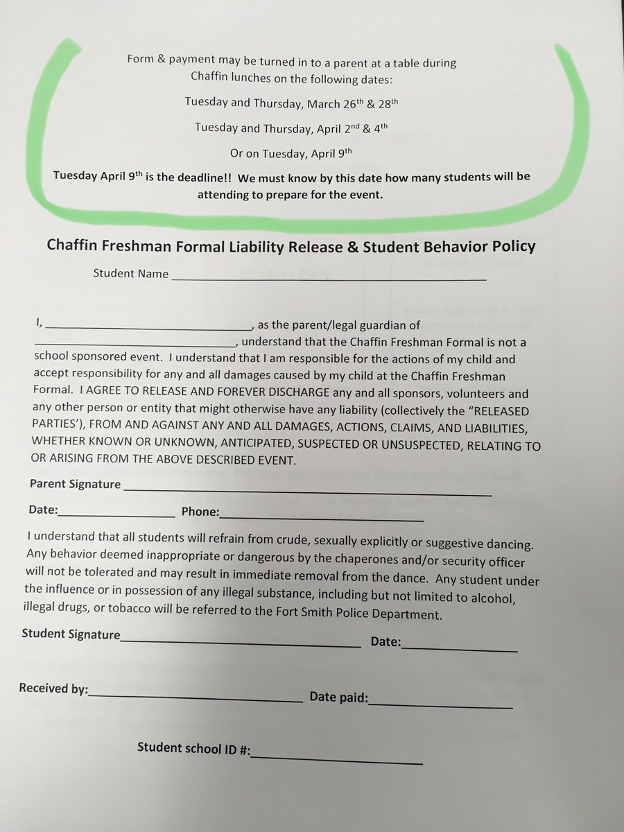 FRESHMAN FORMAL INFO! Please read closely. Payment &amp; Deadline is April 9th!!!