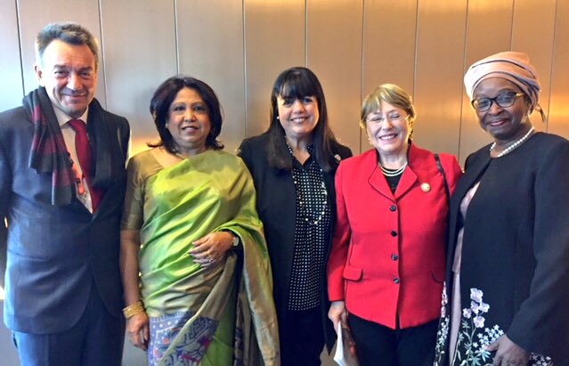 Proud to stand up with survivors of sexual violence in conflict alongside my hard-working colleagues @mbachelet @USGSRSGPatten @MaraMarinakiEU @AUBinetaDiop #standspeakriseup
