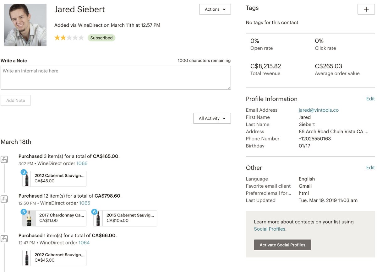 Vintoolsco's tweet photo. We're excited to announce a massive feature release to our Mailchimp for WineDirect integration that now syncs products, coupons, and orders.

You can now add products to your campaign, segment your list by products purchase, and much more! @WineDirectHQ 
https://t.co/yEJevC8Gpa https://t.co/NP1sfVAT86