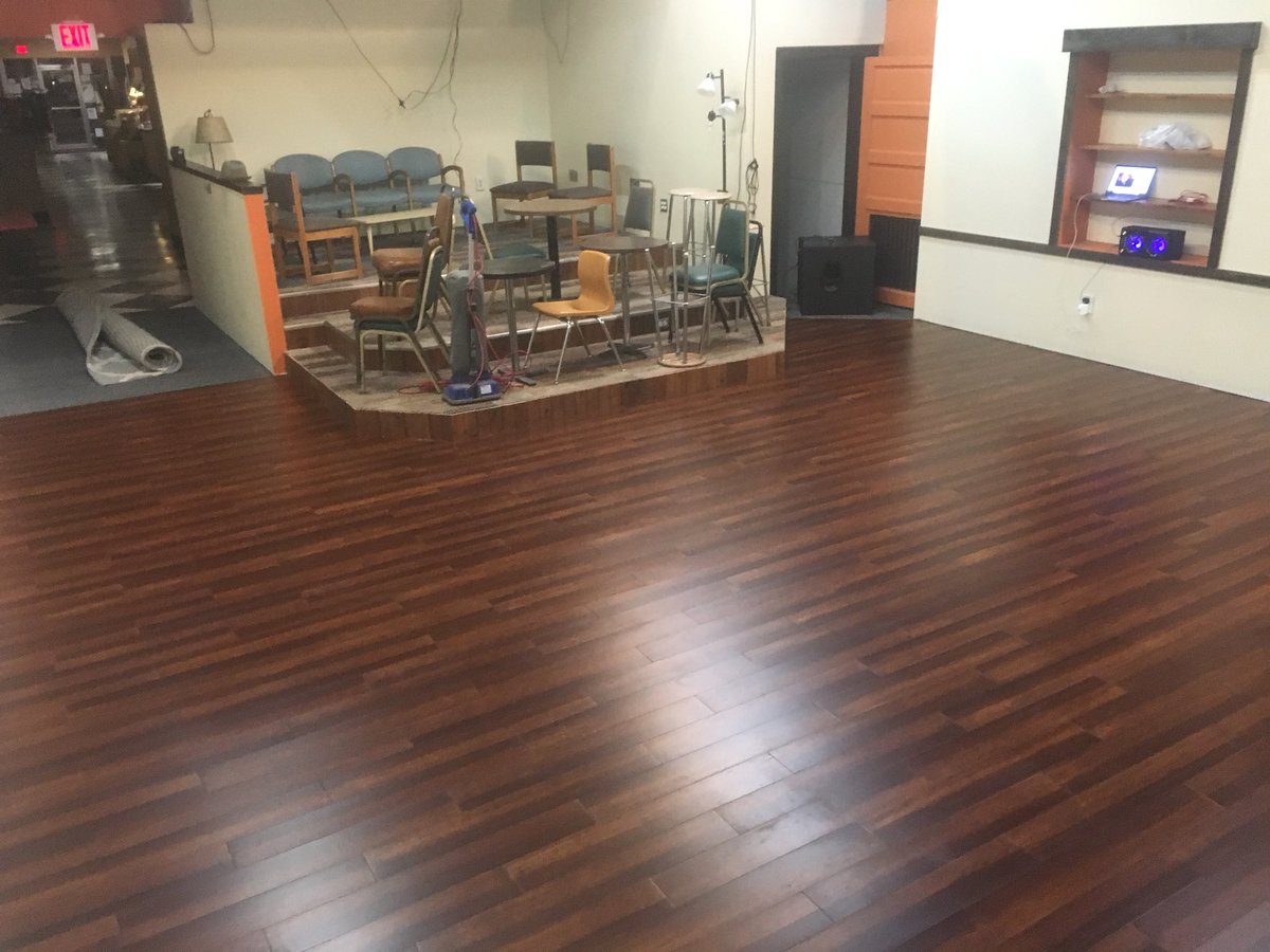 Redroosterhouse's tweet photo. Dance floor is in. A little carpet and trim and the community room is ready for a bunch of books and a grand opening celebration!! https://t.co/vHs9BfhD66