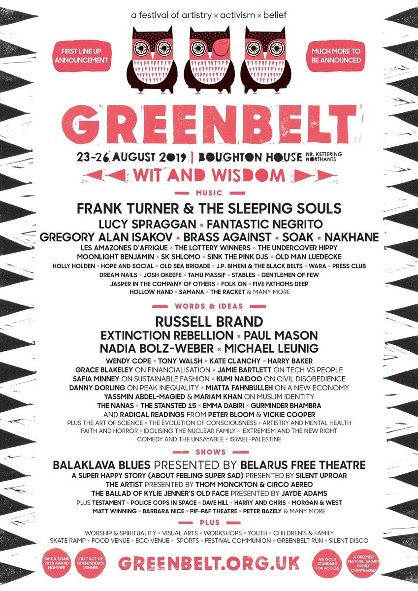 We are very pleased to announce we will be playing at this years @greenbelt ! More festival announcements soon. #gb19