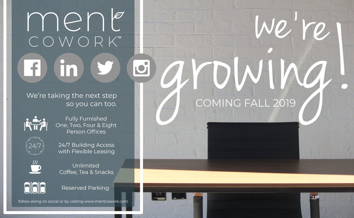 mentcowork's tweet photo. S U P R I S E! We're expanding! We are so excited about Fall 2019 and we can't wait to take you along with us on this journey. https://t.co/lmatrwz5aN