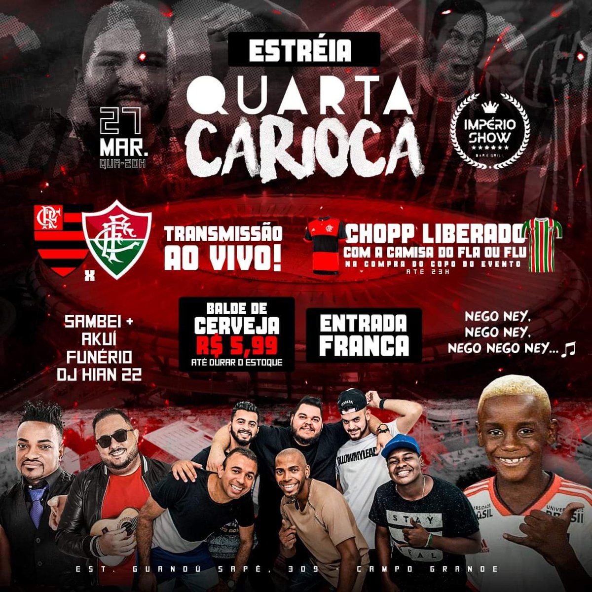 pretinhofaixa's tweet photo. Quarta de estréia🚀 com chopp liberado 🍺😍😱 transmissão em um super telão digital Fla x Flu ⚽e entrada Franca🤗✔ so aqui na QUARTA CARIOCA 💣💥
#imperioshow
#quartacarioca
#explodiu https://t.co/tTsy5tCITx