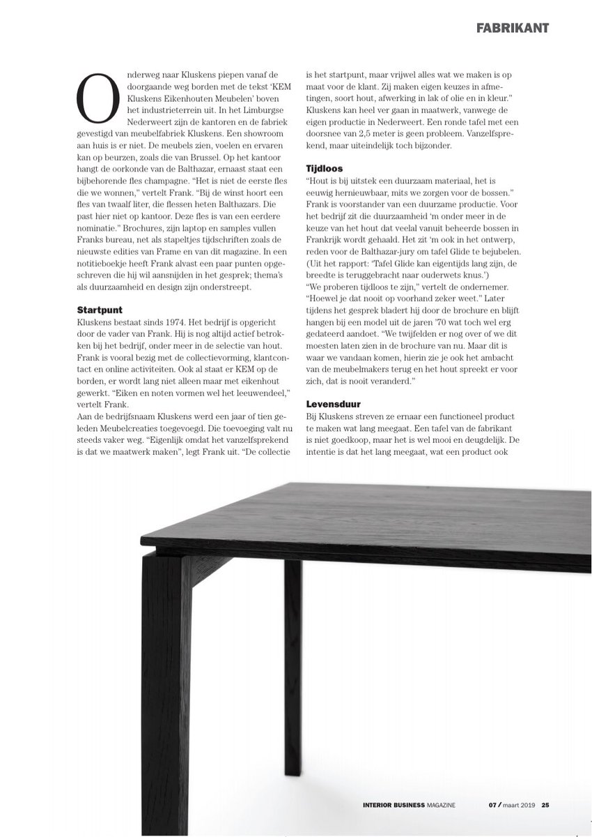 KluskensMc's tweet photo. Mooie reportage over ons in @InteriorBizz van deze week. Bedankt, @rienekekok en collega's! https://t.co/O1osdmBfaV