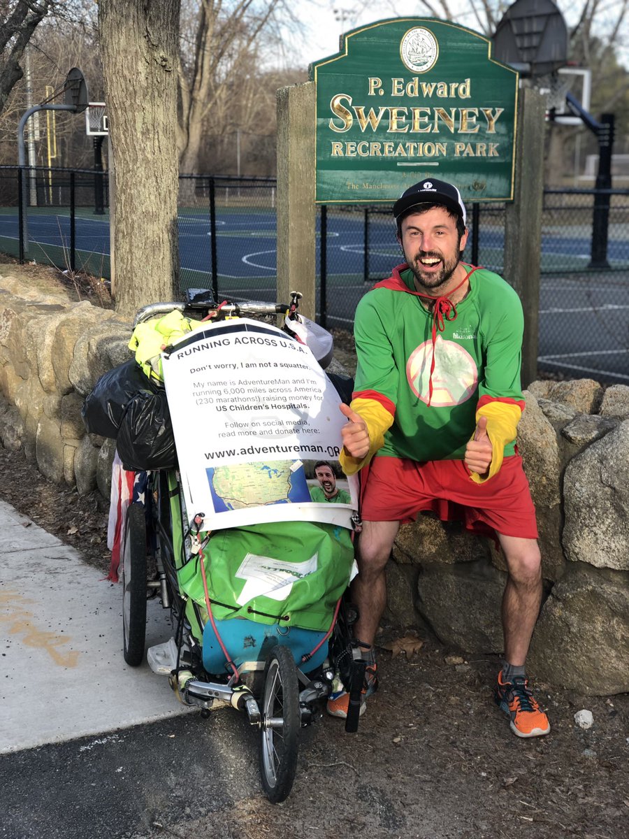 MrJamieMcDonald's tweet photo. Marathon 210 finished. 5,500 miles.

It’s taken a year, but Caesar and I have made it to the starting place of tomorrow’s run, Sweeney Park, in one piece.

6 miles to go until I dip my hand in the Atlantic. https://t.co/coODZBqtSh