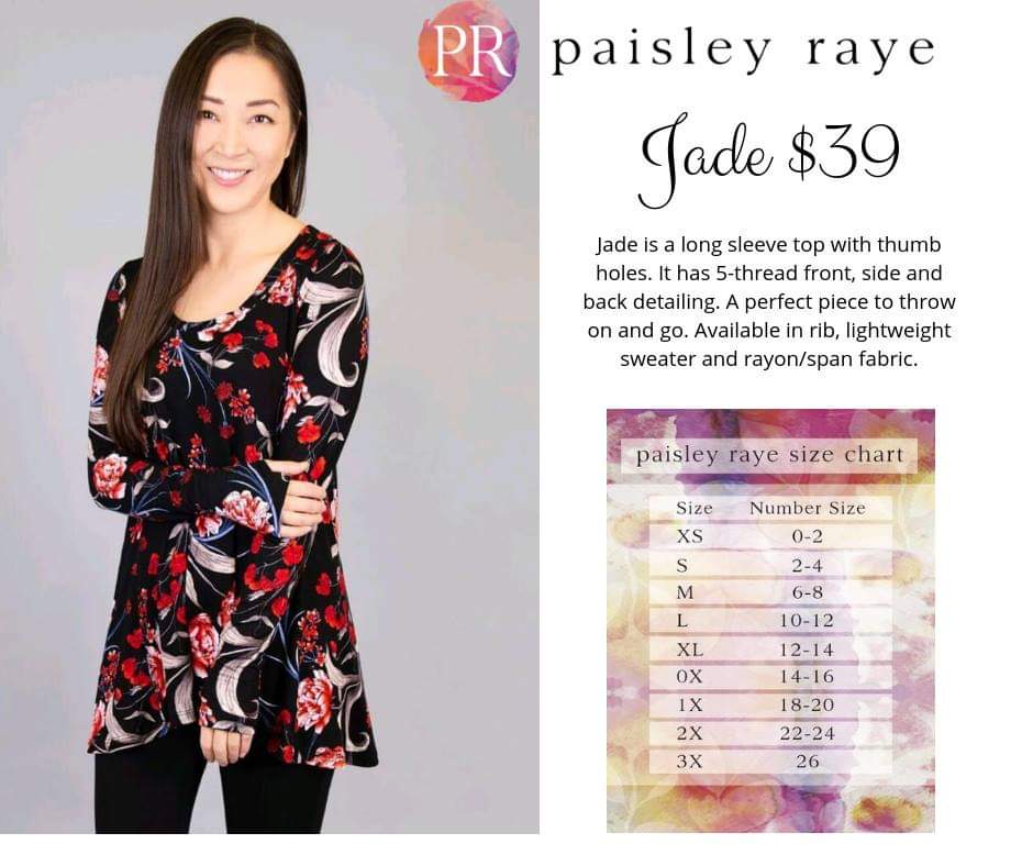 Paisley Raye Size Chart