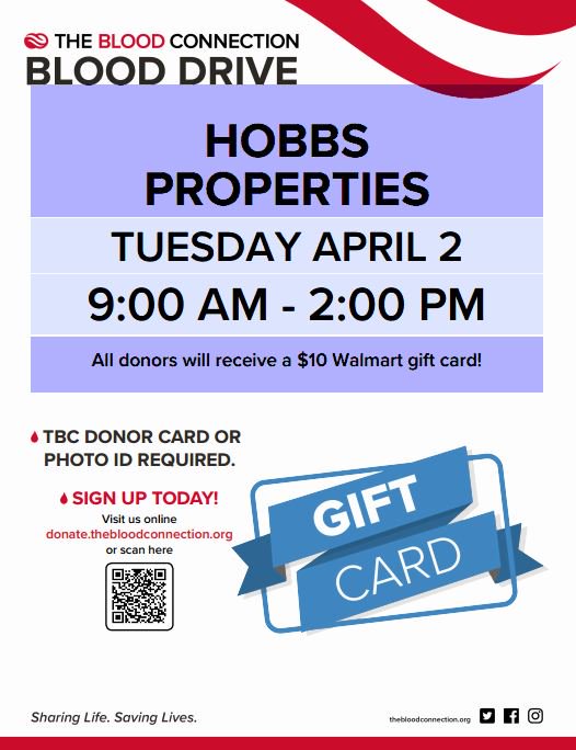 HobbsProperties's tweet photo. Hobbs Properties is having a Blood Drive Tues 4/2/19 343 E Six Forks Rd. Raleigh NC! We need your help and donation!  Please consider helping.
https://t.co/1HxdhenWpL or email: office@hobbsproperties.com https://t.co/QA7YYAYBVB