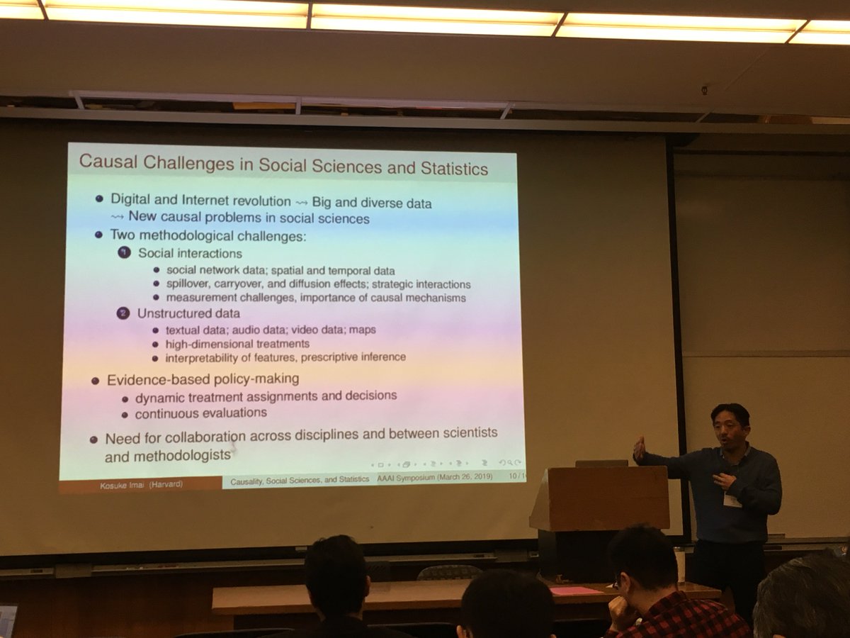 elenadata's tweet photo. Kosuke Imai from @IQSS: the main causal challenges in social sciences and statistics have to do with social interactions and unstructured data; spillover effects are common in real-world applications #WHY19 #sss19 https://t.co/ePiJbiqJIi