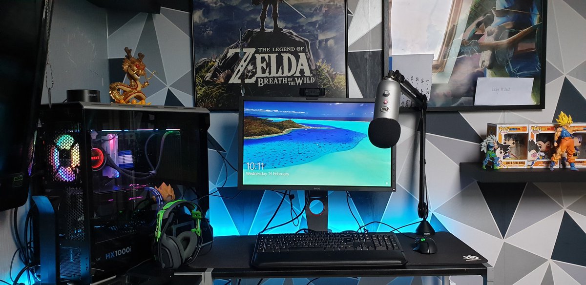 NotDerranged's tweet photo. Less than 24 hrs until I get to get on this puppy #Fortnite #gamingpc #blueyetti #benq #streamer #astroa50 #NotDerranged #blackwidowv2 https://t.co/vj781sAPLJ