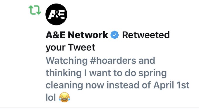 Holy shit Batman!  @AETV just retweeted me!  Thank you so much!  I love 💕 @AETV  #aenetwork https://t