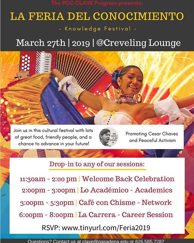 myASPCC's tweet photo. Hi Lancers! Come out and join Clave this Wednesday for the cultural festival with lots of free food, friendly people, and a chance to advance in your future with Alumni and Career Panelists!
. 
This festival is open to ALL PCC students. Drop-in to any of… https://t.co/WrIIZKgaKp https://t.co/dT3Gp8BsQ3