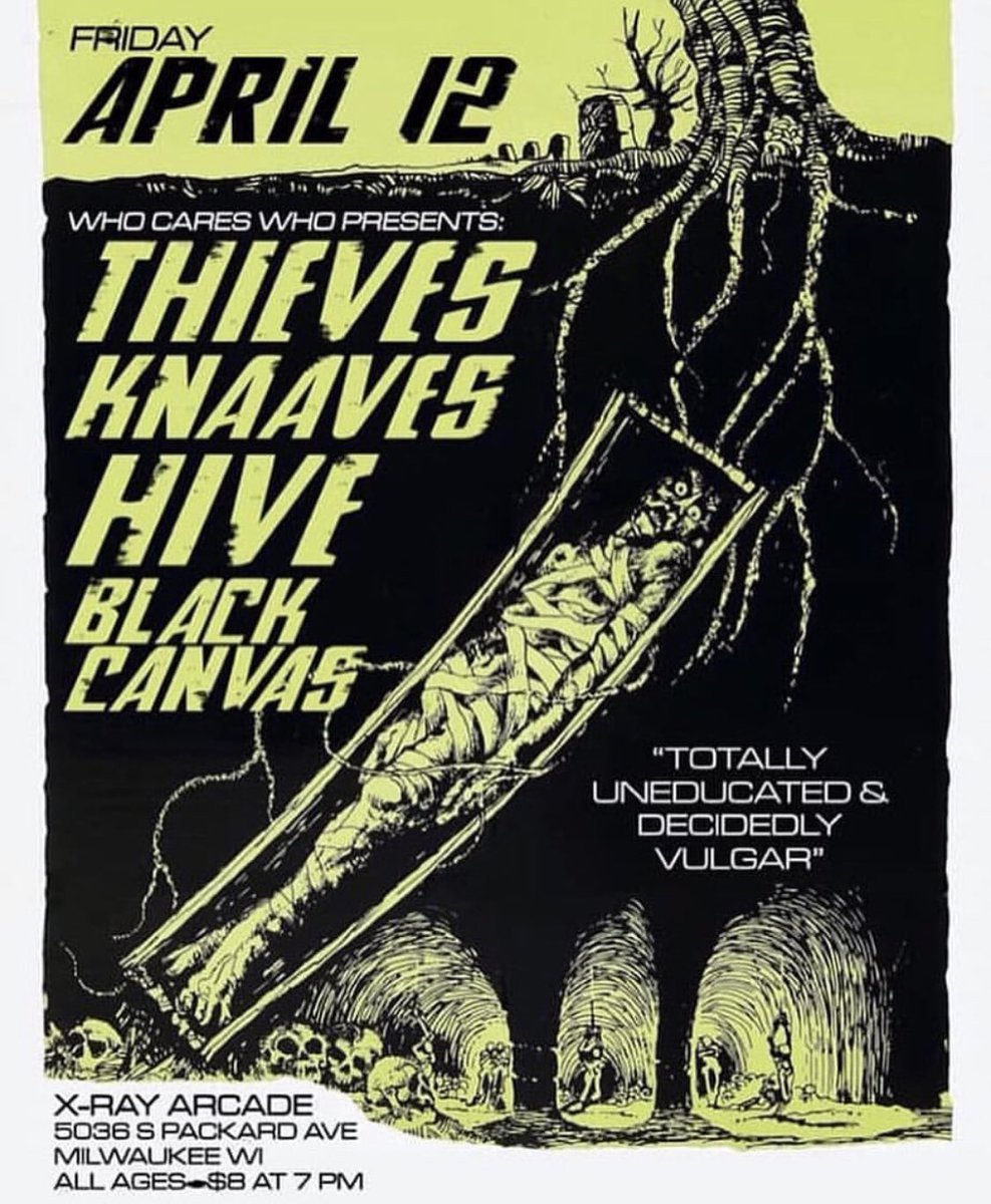 Friday April 12th at <a href="/xrayarcade/">The Very Famous X-Ray Arcade</a> in Milwaukee with <a href="/knaaves/">KNAAVES</a> and #Hive
