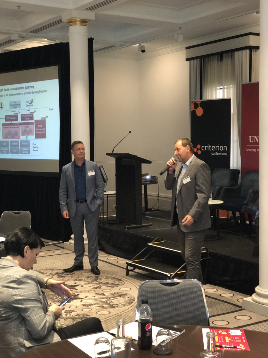 sggonzalez's tweet photo. @apiaxl &amp; @markperryAU offering gr8 insights into tried &amp; tested #openbanking lessons learned in #Australia. “it’s not fun to pay only for compliance” reach out to @Axway &amp; @pingidentity to understand how to leverage the Open Banking initiative beyond compliance #openbanking2019 https://t.co/mWcvHU1A6o