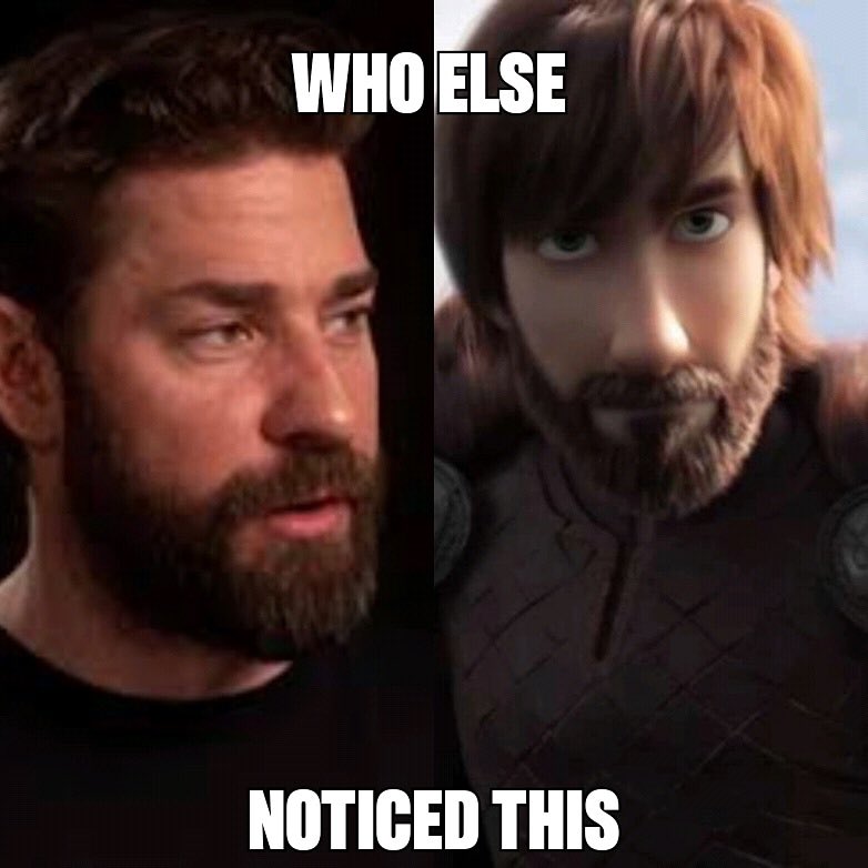 cr8ziechica's tweet photo. ⁦@johnkrasinski⁩ I hope you see this. Seen how to train your dragon hidden world last night and I just couldn’t stop noticing how Hiccup with a beard resembles you. https://t.co/zgzHfle3uN