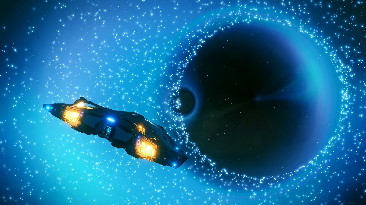 Cmdr_Zer0axis's tweet photo. Found myself at 'iris missive' whilst jumping towards WP9 of the DW2, I have to say the distorted light from planetary nebula around the black hole just looks absolutely amazing! #EliteDangerous #Elite #DistantWorlds2 #DW2  @EliteDangerous https://t.co/ljQv8OLpfs