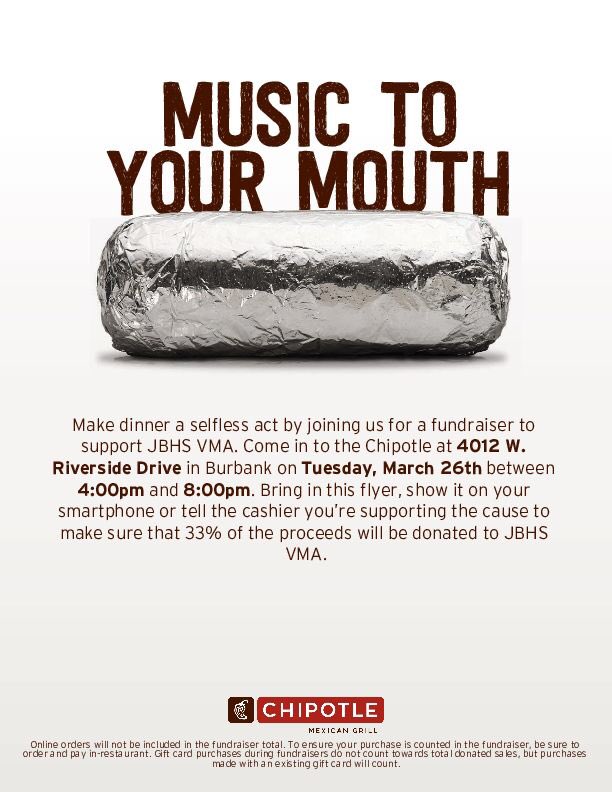 John Burroughs VMA (@jbhsvma) on Twitter photo Feelin’ hungry? Feed your hunger and support <a href="/jbhsvma/">John Burroughs VMA</a> at today’s Chipotle fundraiser. Grab some friends, family, and a burrito. Hope to see you there!🌯✨💞 Feelin’ hungry? Feed your hunger and support <a href="/jbhsvma/">John Burroughs VMA</a> at today’s Chipotle fundraiser. Grab some friends, family, and a burrito. Hope to see you there!🌯✨💞