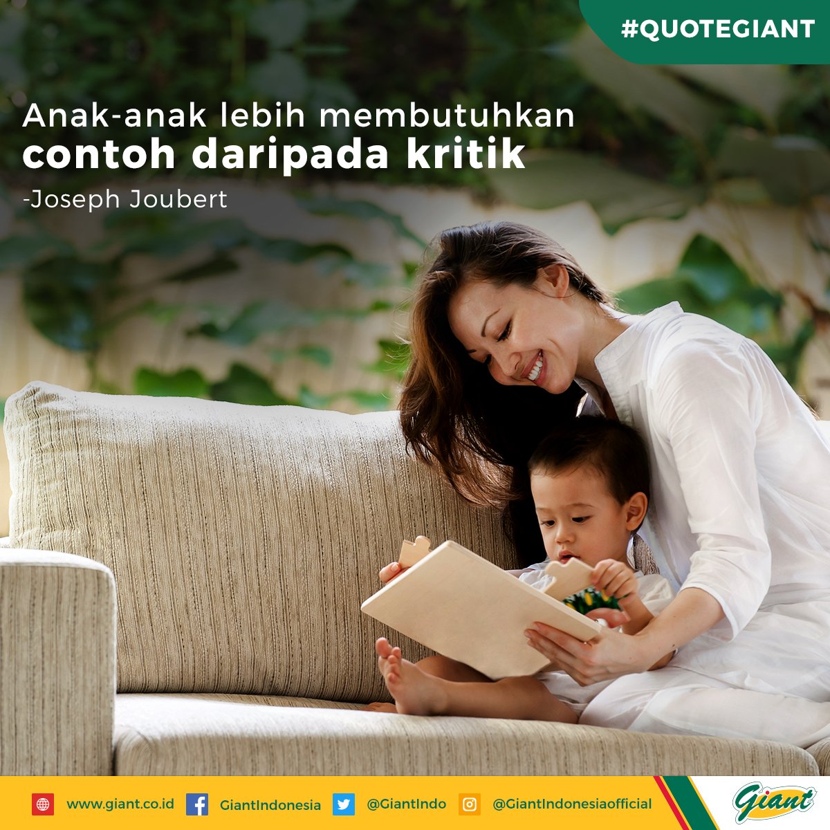 GiantIndo's tweet photo. Hati-hati dalam bertindak di depan si kecil ya Sahabat Giant! Karena apa yang dilihatnya bisa dicontoh.
Beri selalu si kecil contoh yang baik sejak dini yuk!
#QuoteGiant #GemesSetiapHari #GiantIndonesia #GemesSetiapHari https://t.co/HQCVZJcho9
