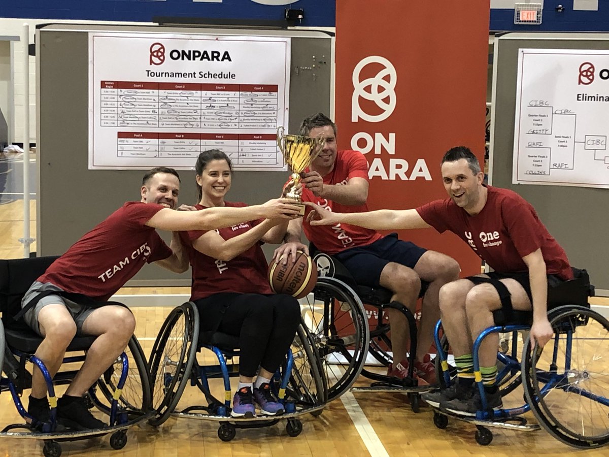 ONPARANETWORK's tweet photo. Team @cibc wins the 2019 #HOOPITUP!
Thank you to all the teams that played today, thank you to the talented and fierce @skatingpj and thank you to @MattamyAC for hosting #ONPARA and everyone who came out.
See you next year! 🏀 https://t.co/lHnOwoi0fp