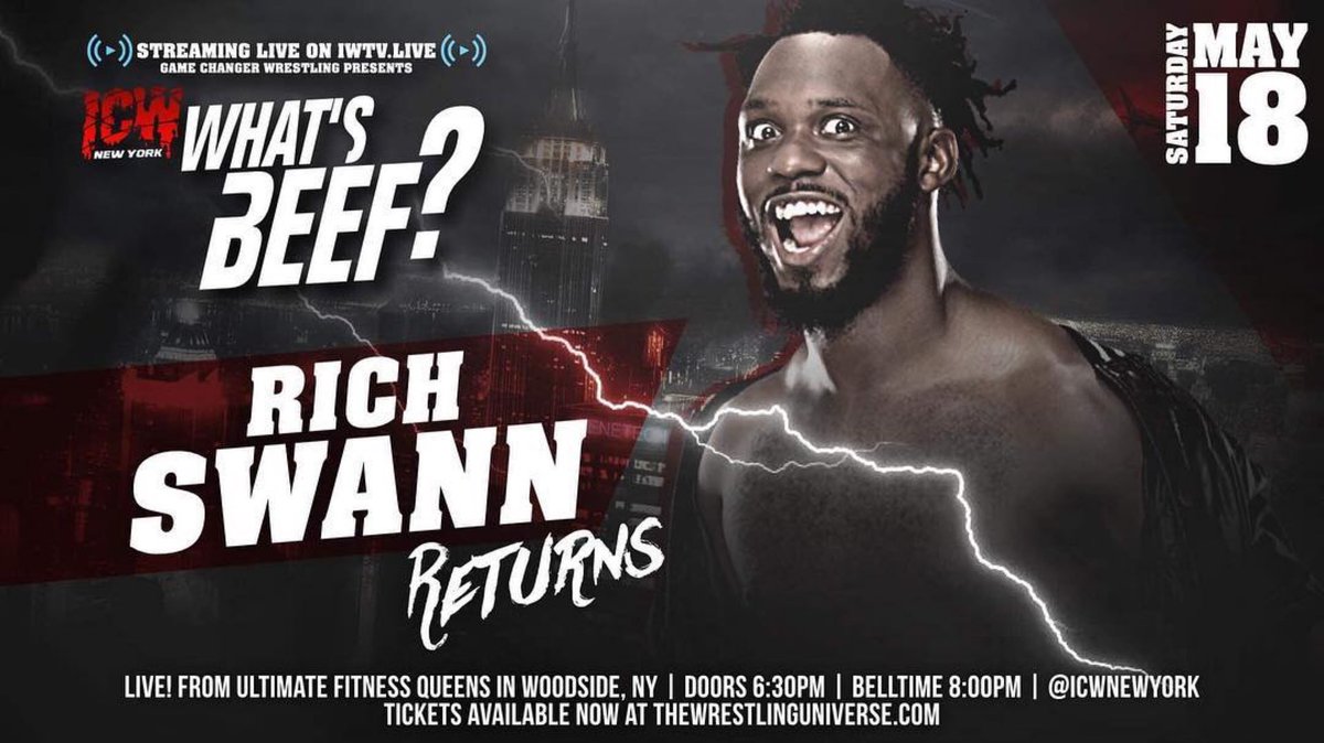 blklkp's tweet image. .#WhatsBeef?! presented by @ICWNEWYORK on 5/18 #LIVE from @ult_fit_queens! Witness the #ICWNewYork debut of @IMPACTWRESTLING #vixen @Lady_Scarlett13! Also appearing in ACTION @GottaGetSwann returns to #ICW! All this plus #TheManEaterMariaManic is HUNGRY! Tix available NOW! #ICYMI