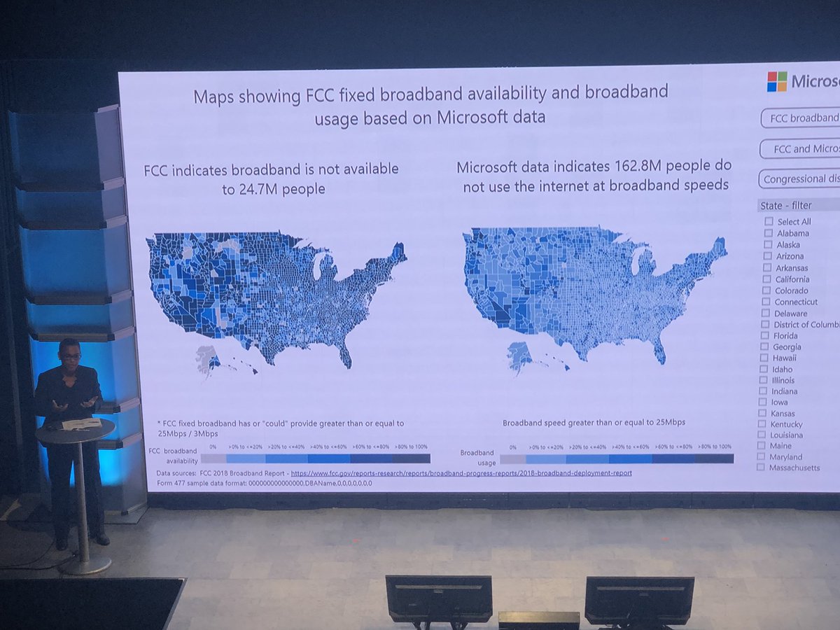 digiphile's tweet photo. In which @Microsoft usage data and @fcc broadband data significantly differ. https://t.co/kFC2qToErk Paula Boyd suggests the discrepancy can inform the @FCC of the accuracy of its #opendata.
Any comment, @AjitPaiFCC?
#opengov #GovSummitDC https://t.co/lOoY39zxoh