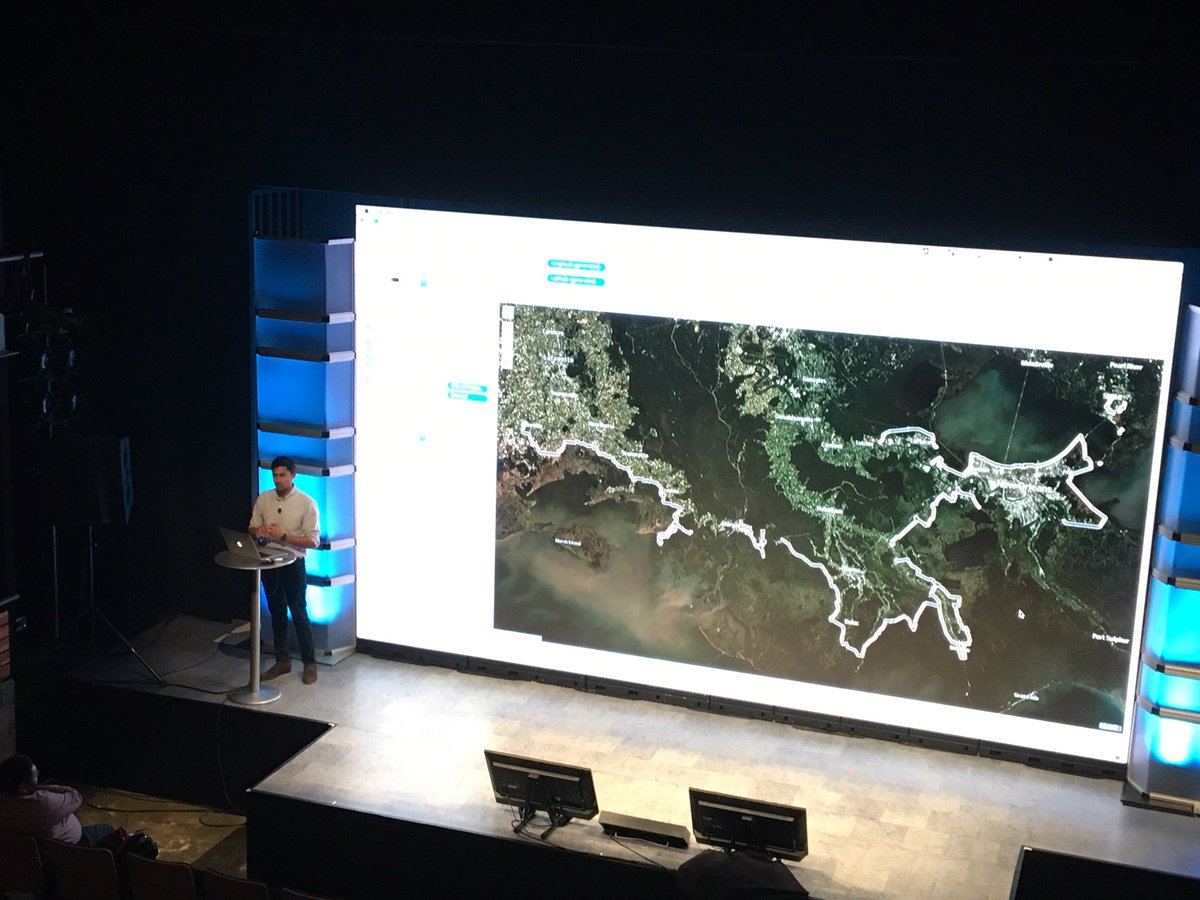 Marena_B's tweet photo. So many awesome, impactful maps at #GovSummitDC today! Some favs: folks using location tech for flood prediction and response, water body monitoring, and imagery analysis https://t.co/BPU2Z8GDjg