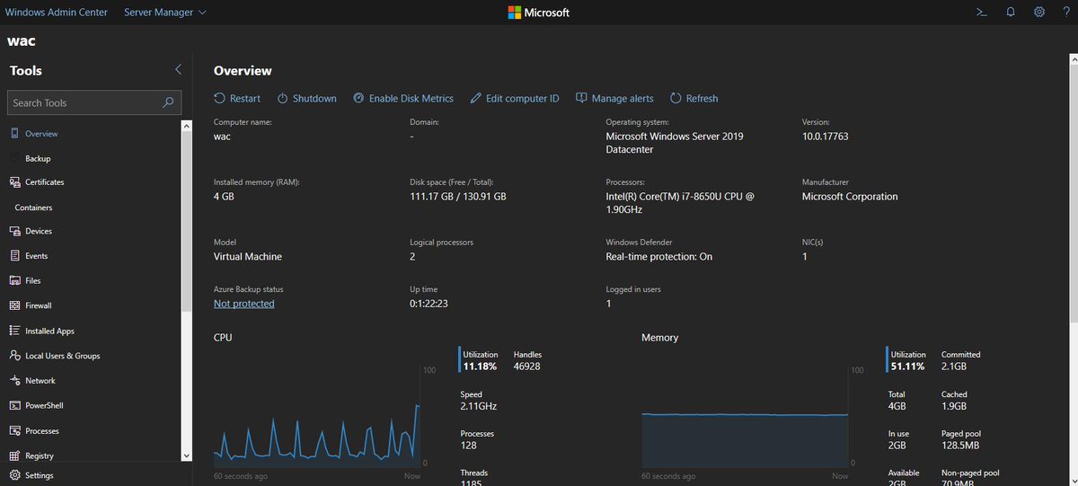 ThomasMaurer's tweet photo. Love the new dark mode in the latest Windows Admin Center ☁#WindowsServer #WindowsAdminCenter #WAC #AzureStackHCI #WinServ  https://t.co/6lmlbnaUrw https://t.co/rikn7Krnro