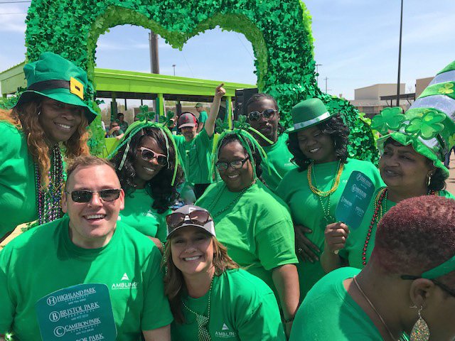 AmblingCompany's tweet photo. All 8 of @AmblingCompany's Jackson, MS properties participated in the 36th Annual St. Patty's Day parade this past weekend! It was a huge hit, a great marketing opportunity, and great team building and camaraderie for the Jackson employees! #ambling https://t.co/qOzDaRk2eW