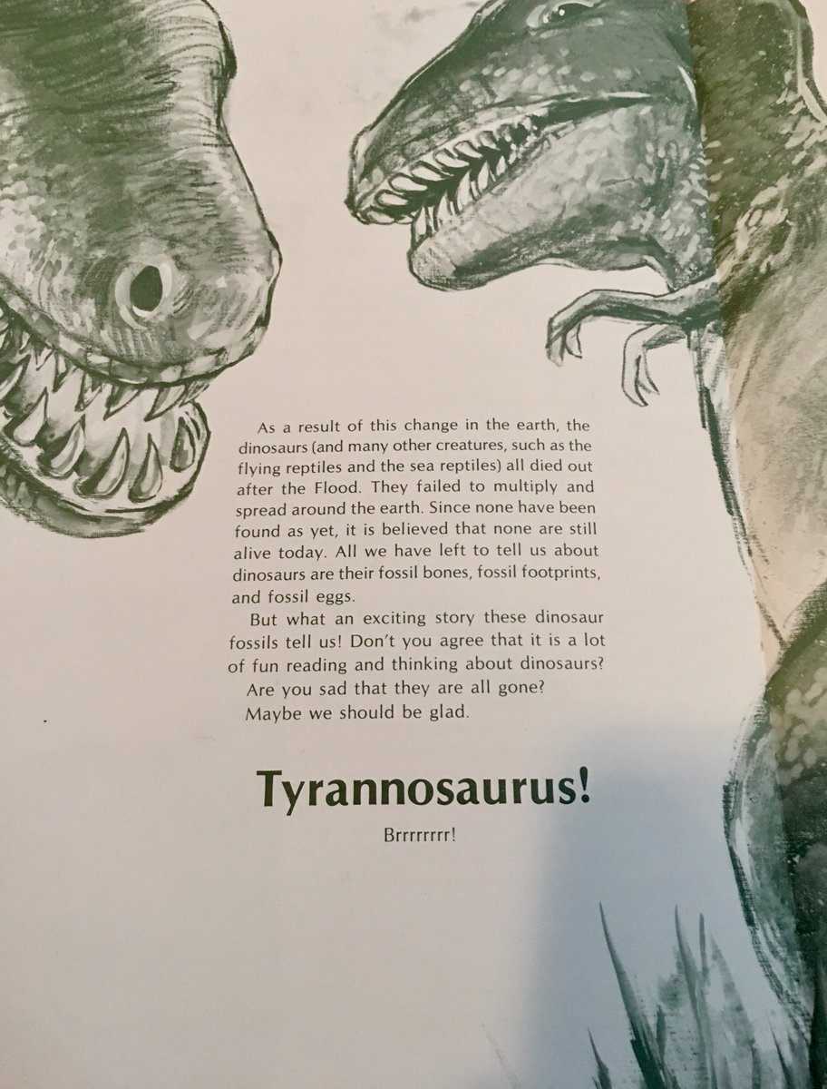 81. Anyway, back to Gish. He pretty much wraps up the book here by telling us that climate change after Noah's flood killed the dinosaurs because there was no longer a water vapor firmament, lol, and studying dinosaurs is fun. #ChristianAltFacts  #Exvangelical  #TuesdayThoughts