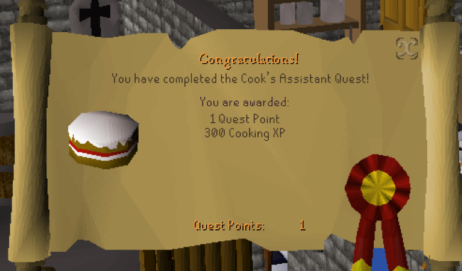 MiraDeVos's tweet photo. Today, I completed the Cook's Assistant Quest! 
It was my first quest and I am very happy that I have successfully completed it. @UGent_IME #OldSchoolRunescape #UGentComwet #fantasticgamers https://t.co/TrcRRKwEGa
