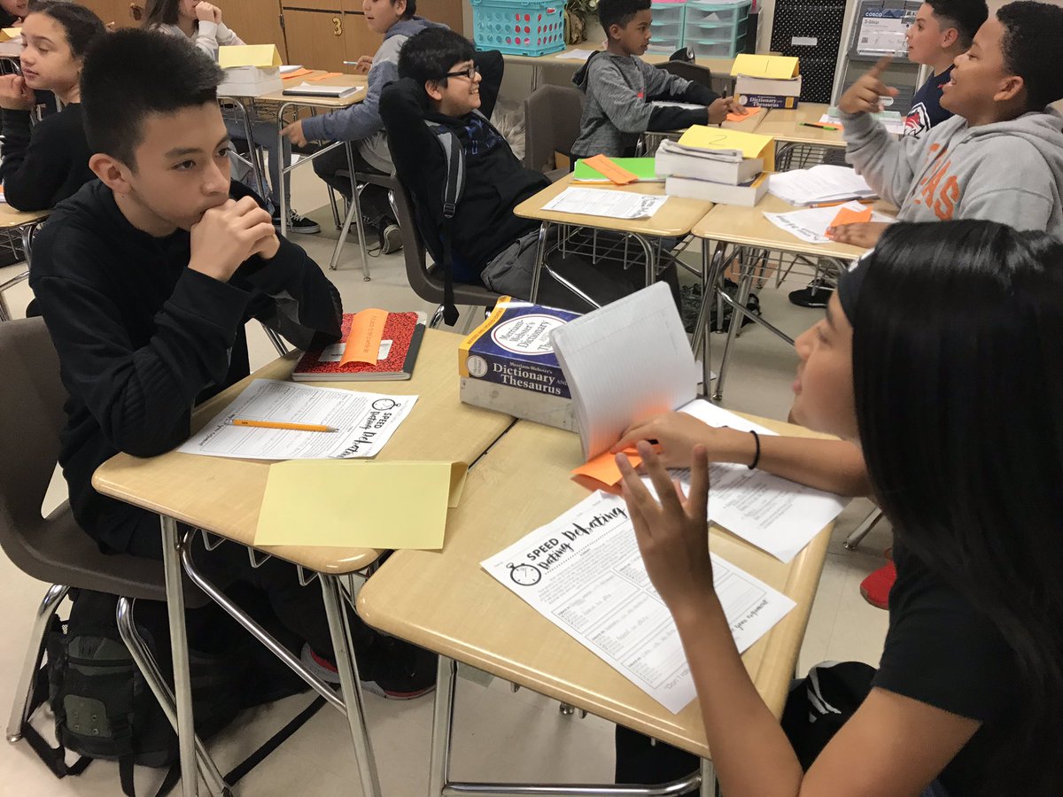 RpjhELA's tweet photo. Ms. Kossar’s class practicing their persuasion techniques and use of ethos, pathos, and logos in speed debating. Gotta get in the practice to make it stick. Favorite topic of debate: Are humans naturally bad or naturally good? @RodeoPalms #speeddebate #persuasion https://t.co/f0jRPUYEOE