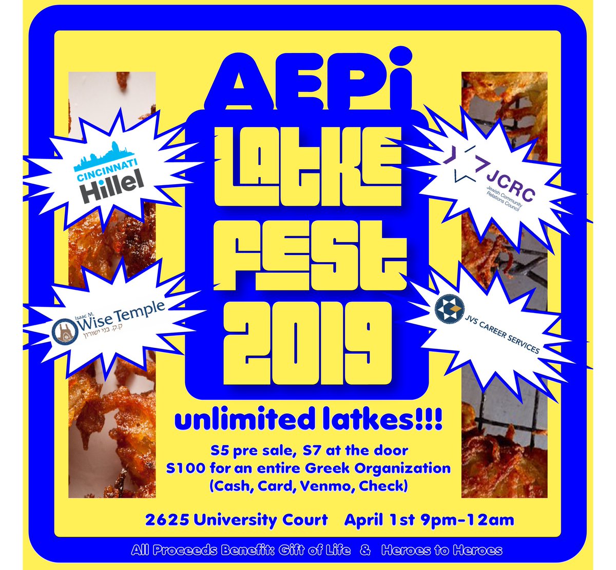 🚨🚨🚨NEW SPONSOR ALERT
Welcome to our final Latkefest sponsor...<a href="/CincyHillel/">Cincinnati Hillel</a> !! Tickets are on sale for $5 to Latkefest, see you next Monday 4/1 at 9pm #cincylatkefest