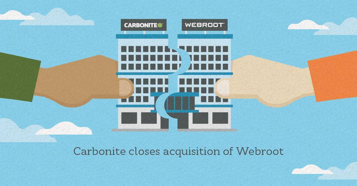 Webroot's tweet photo. News update: @Carbonite closes its previously announced acquisition of @Webroot, delivering complete data protection for customers and their endpoints. https://t.co/VdhA15jSeD https://t.co/TTF0sZesDY