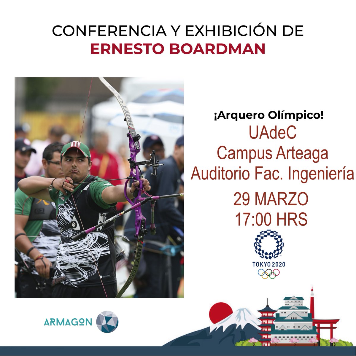 lobosuadec's tweet photo. La Coordinación General del Deporte  te invita a la conferencia del Arquero Olímpico, Ernesto Boardman @e_boardman este viernes 29 a las 17:00 hrs en CU #Arteaga donde compartirá sus experiencias y metas dentro del Alto Rendimiento. #EntradaLibre https://t.co/DAA2OyGSpb