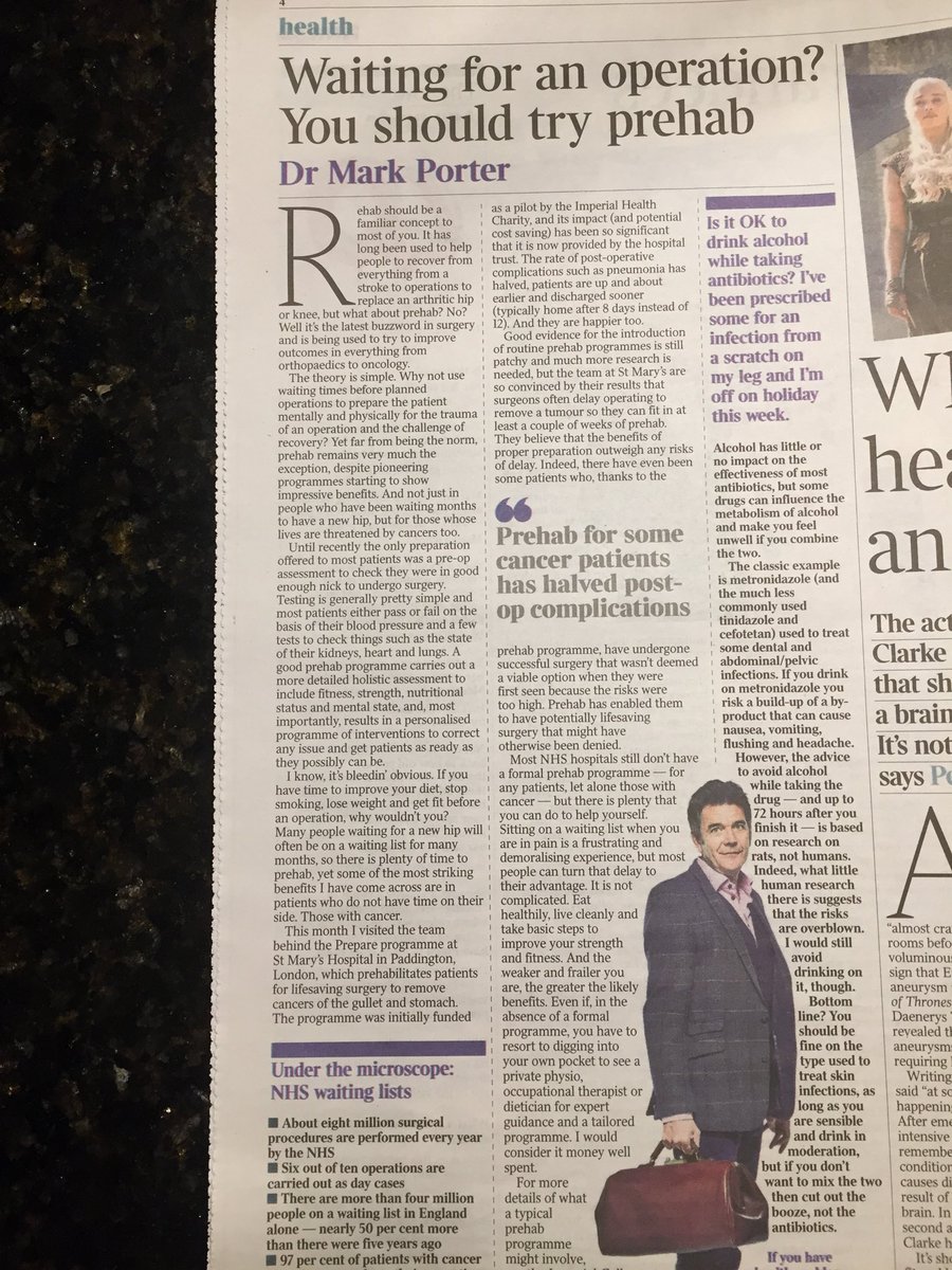 Great that this has reached the press! You wouldn’t run a marathon without training. Why would you go through a big operation without getting yourself in the best shape possible?