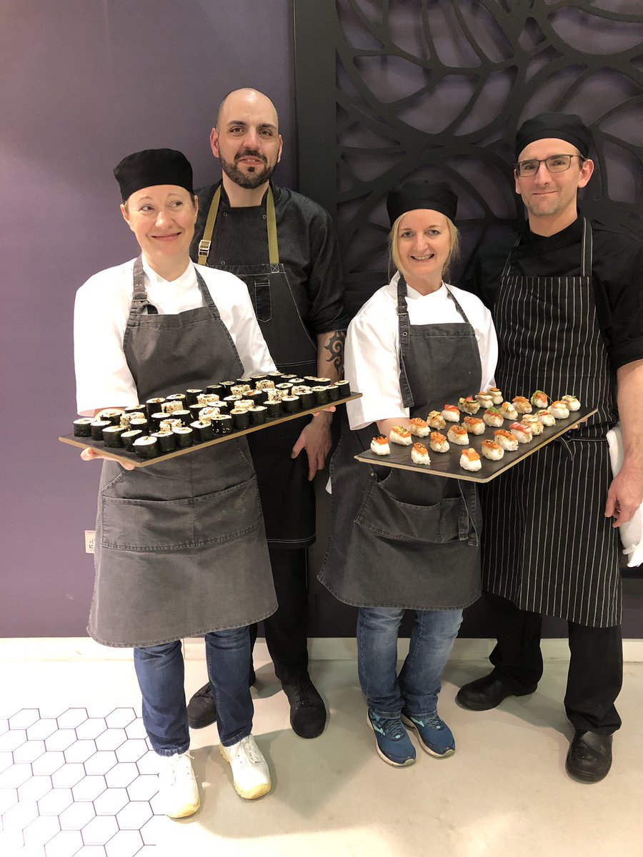 #Chefschoolevening Super evening at chef school, tonight was sushi night yum yum and we had a new chef with us Alan. Great night Mark, Adam and Alan