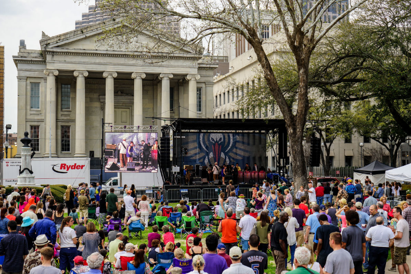 LePavillon's tweet photo. Looking for something fun and relaxing while visiting New Orleans? Check out Wednesdays at the Square! Concerts start at 5:00 p.m. and last until 8 p.m. Lafayette Square is conveniently located within walking distance from Le Pavillon Hotel. https://t.co/WP6jzC733f