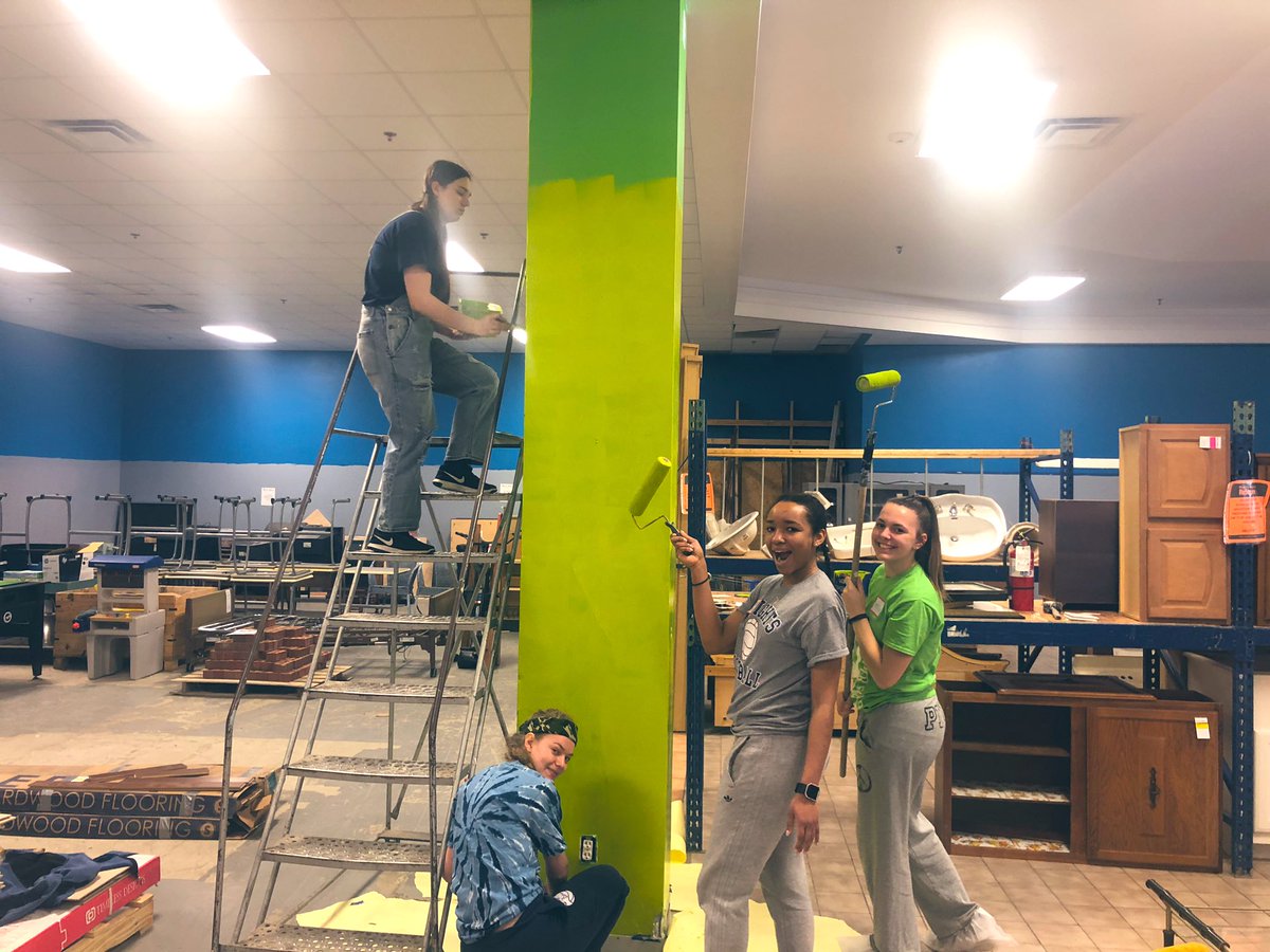 Dmoore_ICCP's tweet photo. Your @ICCatholicPrep @Habitat_org team took on the Madison & Clark Co. #Restore in full force today. Big ups to Nicole and her staff for their leadership and guidance. #KnightUpMakeChange https://t.co/Aza14V5gOp