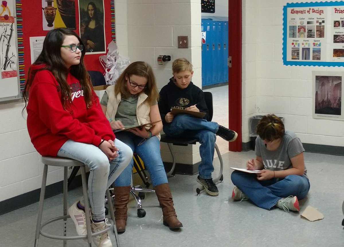 PlattsburgArt's tweet photo. 6th grade artists giving their full attention to draw a #studentmodel--soooo impressive! #facialproportion @CCMSTigers #K12ArtChat @theartofed @Christel_JUPER https://t.co/4S21CzCMBV